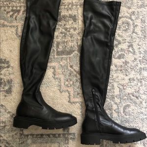 Black ZARA Over the Knee Tall Stretch Boots Size 6.5